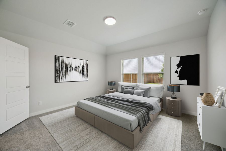 Primary Suite in the Hadley home plan by Trophy Signature Homes – REPRESENTATIVE PHOTO