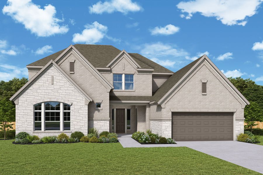 Representative exterior photo of a completed home built from the The Hibiscus by David Weekley Homes in Cross Creek West, Fulshear, TX (Image 20).