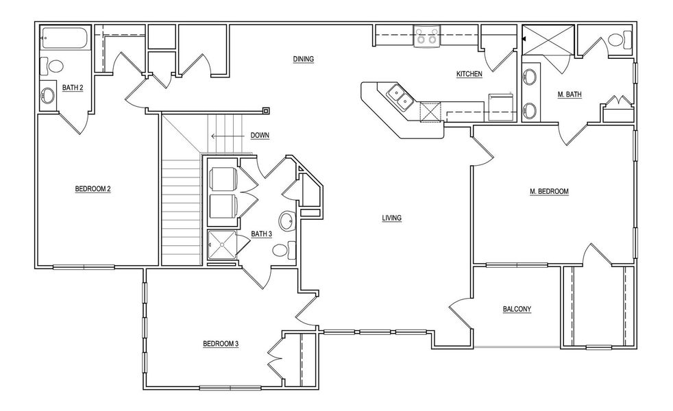 2D floor plan layout for the The Tradd by New Leaf Builders in Middleborough Condos at Shadowmoss, Charleston, SC (Image 6).
