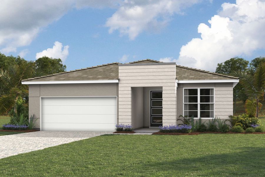 Representative exterior photo of a completed home built from the Dayspring by Mattamy Homes in Sunstone Lakeside at Wellen Park, Venice, FL (Image 4).