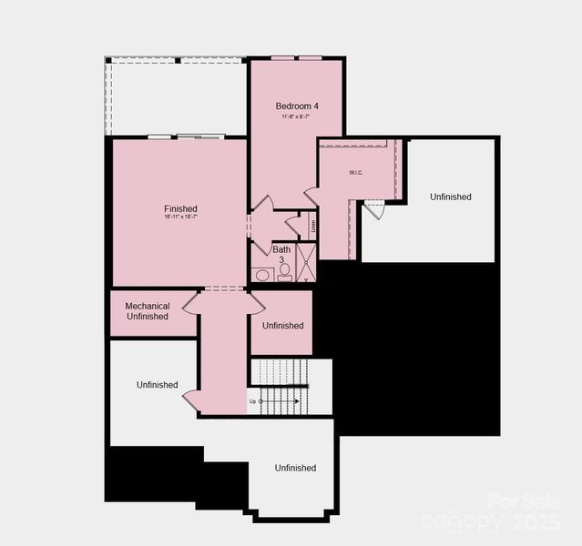 Fully Finished Basement Floor Plan -  Structural options added include: study, fireplace, first floor guest suite, fully finished basement with guest suite, covered outdoor living, additional bath upstairs, and tray ceiling in owner's suite.