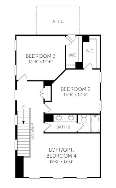 2D floor plan layout for the Montgomery - Single Family Homes by Dream Finders Homes in Heron Preserve, Hanahan, SC (Image 5).