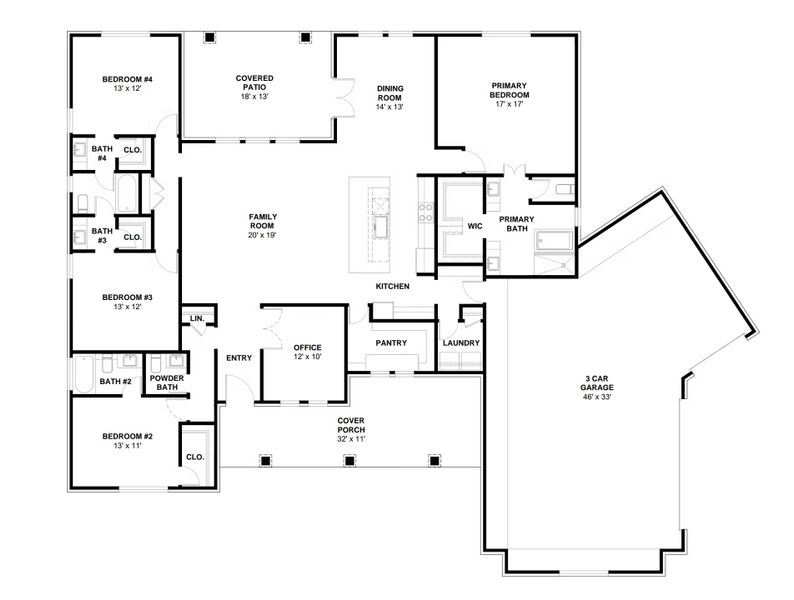 2D floor plan layout for the 2615 by Faircroft Homes in Arborwood, Waller, TX (Image 2).