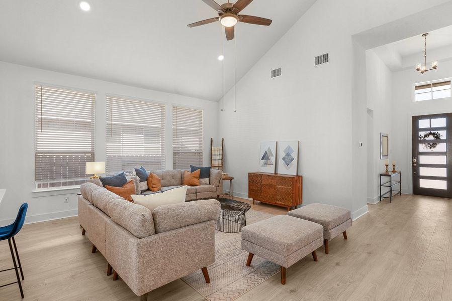 Representative furnished interior of a home built from the Grace by Chesmar Homes in Parkside on the River, Georgetown (Image 6). Representative furnished interior of a home built from the Grace by Chesmar Homes in Parkside on the River, Georgetown (Image 6).