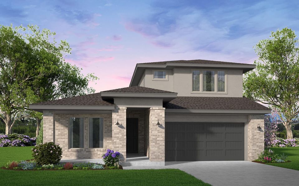 Representative exterior photo of a completed home built from the Plymouth by Brookfield Residential in 50' Traditional Homes at Elyson, Katy, TX (Image 14). Representative exterior photo of a completed home built from the Plymouth by Brookfield Residential in 50' Traditional Homes at Elyson, Katy, TX (Image 14).