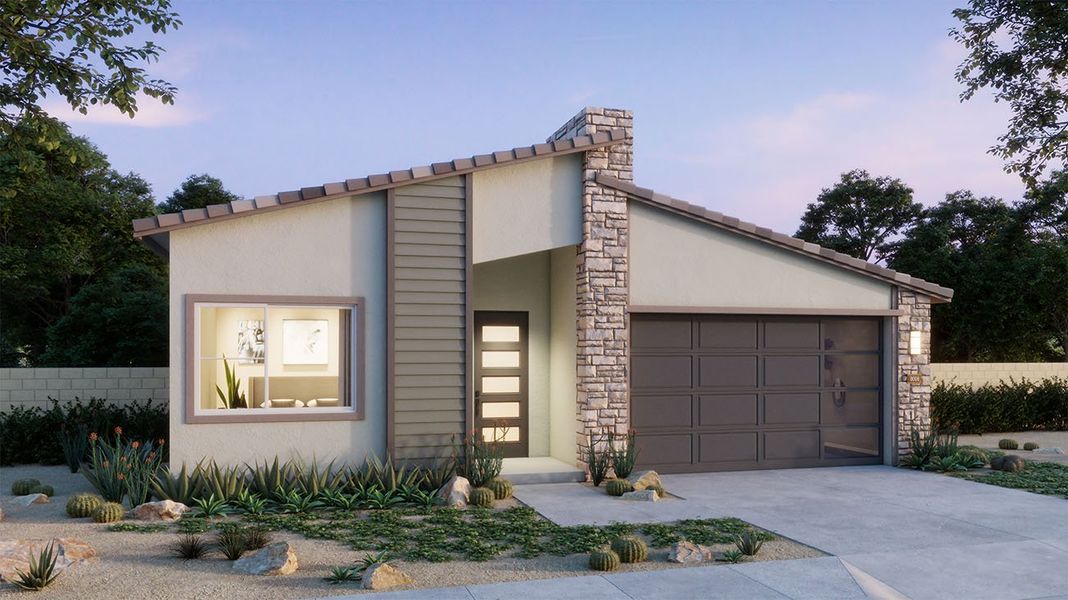 Representative exterior photo of a completed home built from the Plan 4003 by New Home Co. in Teravalis, Buckeye, AZ (Image 10).
