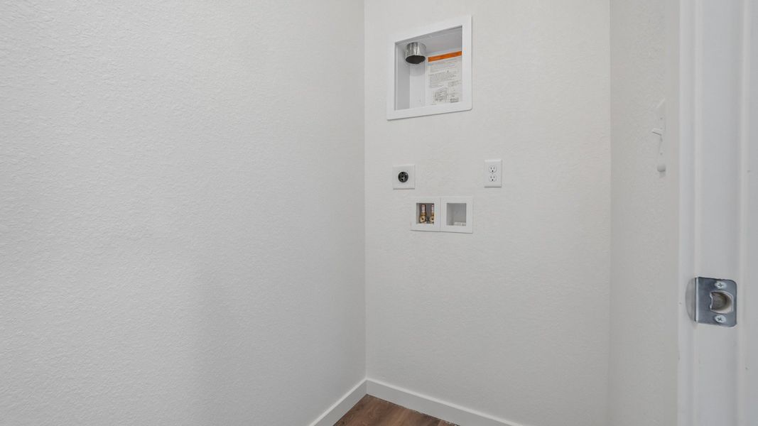 Laundry room with utility connections. Laundry room with utility connections.