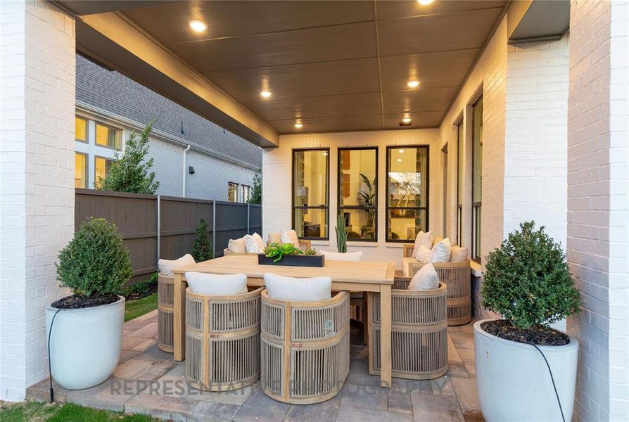 Exterior details and patio area of a home in Landmark, Denton (Image 2). Exterior details and patio area of a home in Landmark, Denton (Image 2).