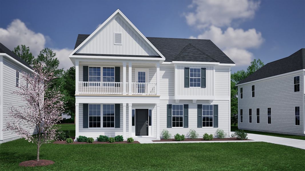 Representative exterior photo of a completed home built from the Keowee - Vanguard Collection by Mungo Homes in Hanes Lake, Winston-Salem, NC (Image 22).