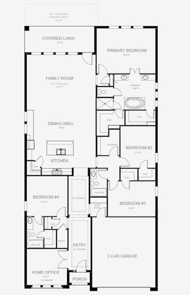 2D floor plan layout of this home in Glynlea Country Club 50', Port St. Lucie, FL (Image 2).