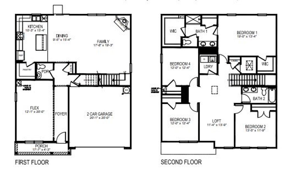 2D floor plan layout for the Hanover by D.R. Horton in Calvin Creek, Troutman, NC (Image 3).