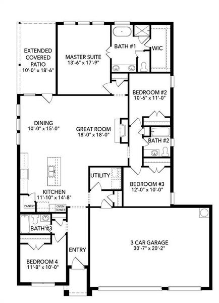 2D floor plan layout of this home in Timberbrook, Justin, TX (Image 3). 2D floor plan layout of this home in Timberbrook, Justin, TX (Image 3).