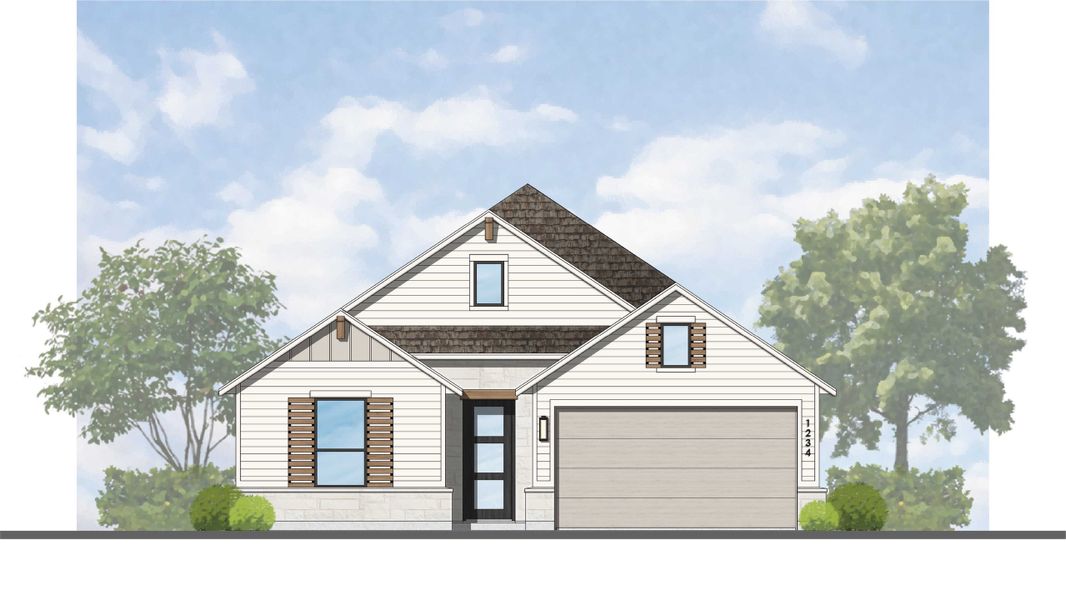 Representative rendering of the exterior for the Matisse-SS Plan by Highland Homes (Image 5). Representative rendering of the exterior for the Matisse-SS Plan by Highland Homes (Image 5).