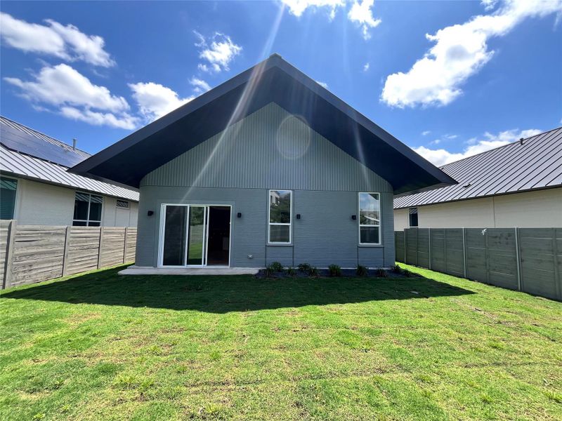 Exterior details and patio area of a home in Wolf Ranch: Genesis Collection, Georgetown (Image 2). Exterior details and patio area of a home in Wolf Ranch: Genesis Collection, Georgetown (Image 2).