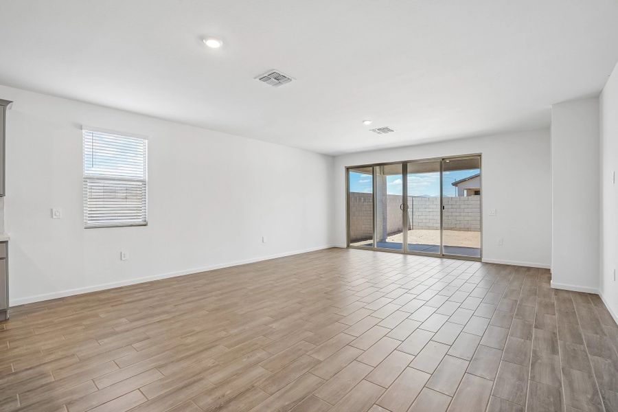Great room with upgraded 4 panel slider Great room with upgraded 4 panel slider