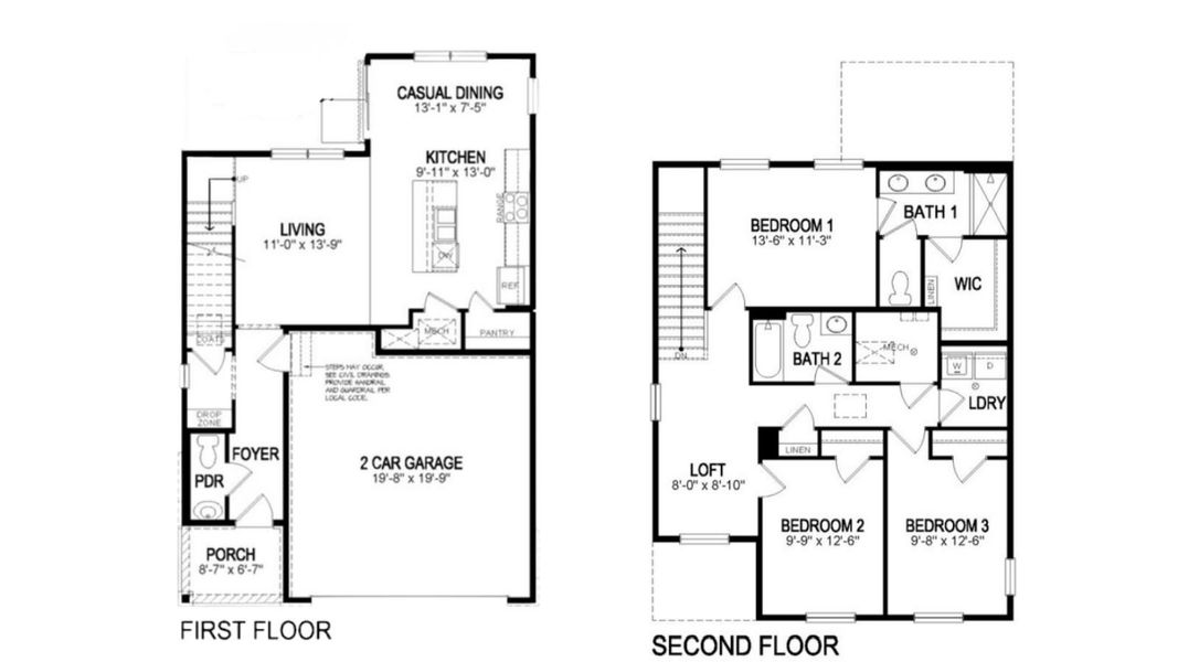 2D floor plan layout for the Cabral by D.R. Horton in The Ridge at Lorson Ranch, Colorado Springs, CO (Image 3). 2D floor plan layout for the Cabral by D.R. Horton in The Ridge at Lorson Ranch, Colorado Springs, CO (Image 3).