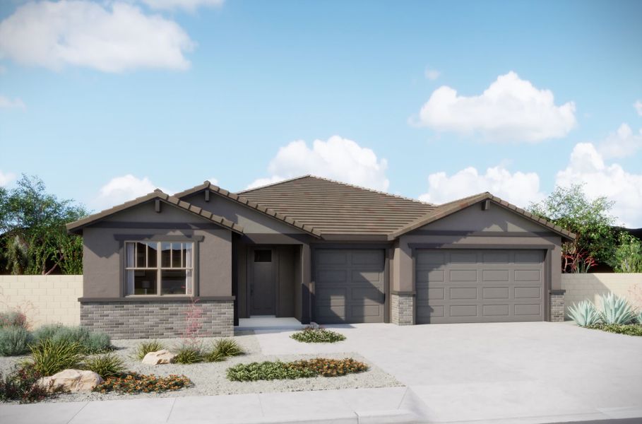Representative exterior photo of a completed home built from the Garnet by Mattamy Homes in Tavira at Twin Peaks, Oro Valley, AZ (Image 3).