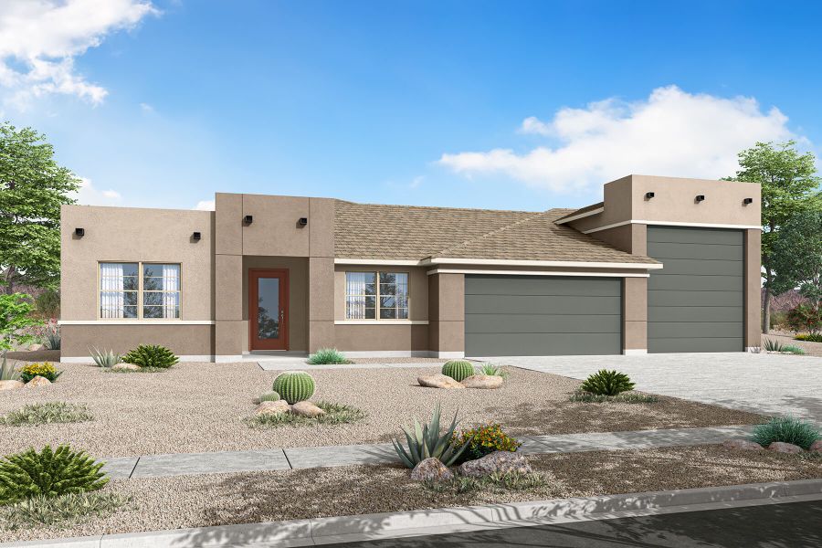 Representative exterior photo of a completed home built from the Orchid by Mattamy Homes in Las Ventanas - RV Collection, Goodyear, AZ (Image 1). Representative exterior photo of a completed home built from the Orchid by Mattamy Homes in Las Ventanas - RV Collection, Goodyear, AZ (Image 1).