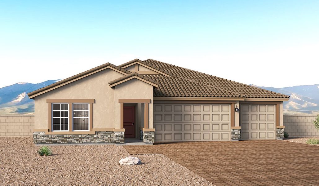 Representative exterior photo of a completed home built from the Jerome - A50J by D.R. Horton in Entrada Del Toro at Rancho Sahuarita, Sahuarita, AZ (Image 4).