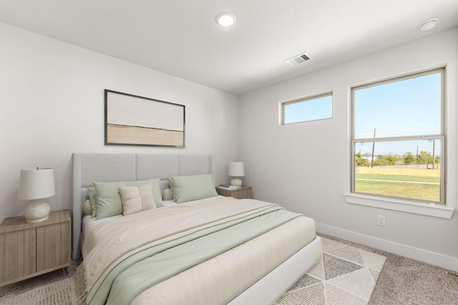 This spacious secondary bedroom is filled with natural light from large windows, creating a serene atmosphere. Its clean design and soft tones make it a comfortable and versatile space for family or guests. This spacious secondary bedroom is filled with natural light from large windows, creating a serene atmosphere. Its clean design and soft tones make it a comfortable and versatile space for family or guests.