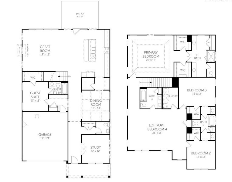 2D floor plan layout for the Crestwood - Single Family Homes by Dream Finders Homes in Tidewater at Lakes of Cane Bay, Summerville, SC (Image 5).