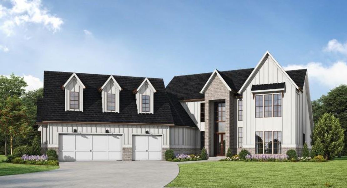 Front exterior of a new home in , Cumming, GA, highlighting curb appeal (Image 1).