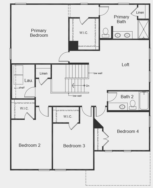 2D floor plan layout for the Plan 2723 by KB Home in Utley Farms, New Hill, NC (Image 3).