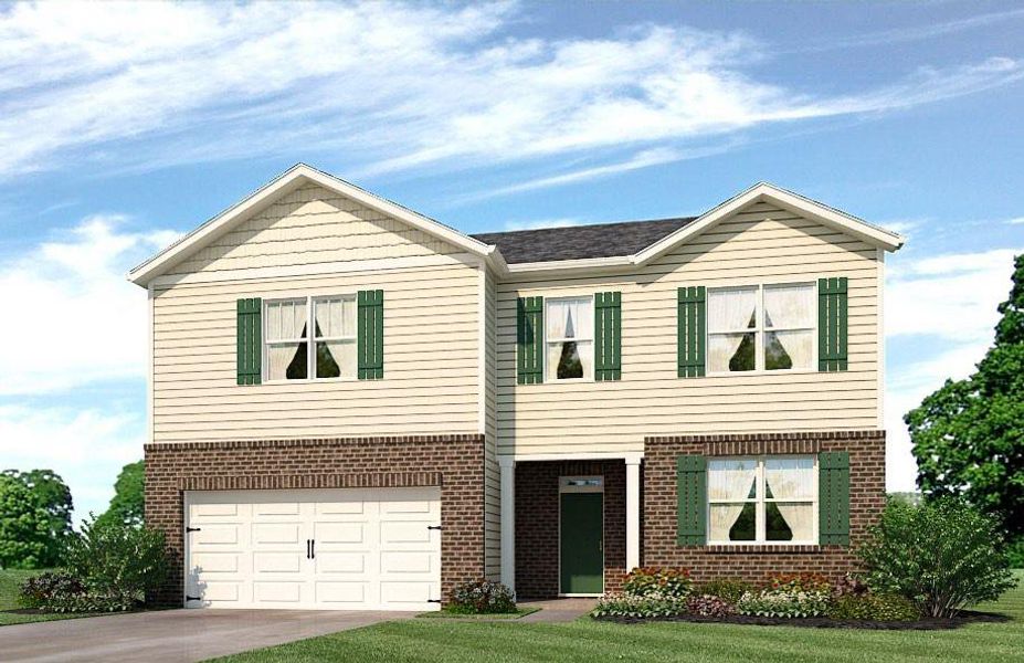 Front exterior of a new home in Fairhaven, Lithia Springs, GA, highlighting curb appeal (Image 1). Front exterior of a new home in Fairhaven, Lithia Springs, GA, highlighting curb appeal (Image 1).