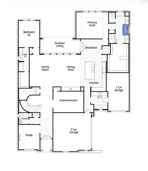 2D floor plan layout for the 289 by Highland Homes in Fulbrook on Fulshear Creek: 80ft. lots, Fulshear, TX (Image 5).