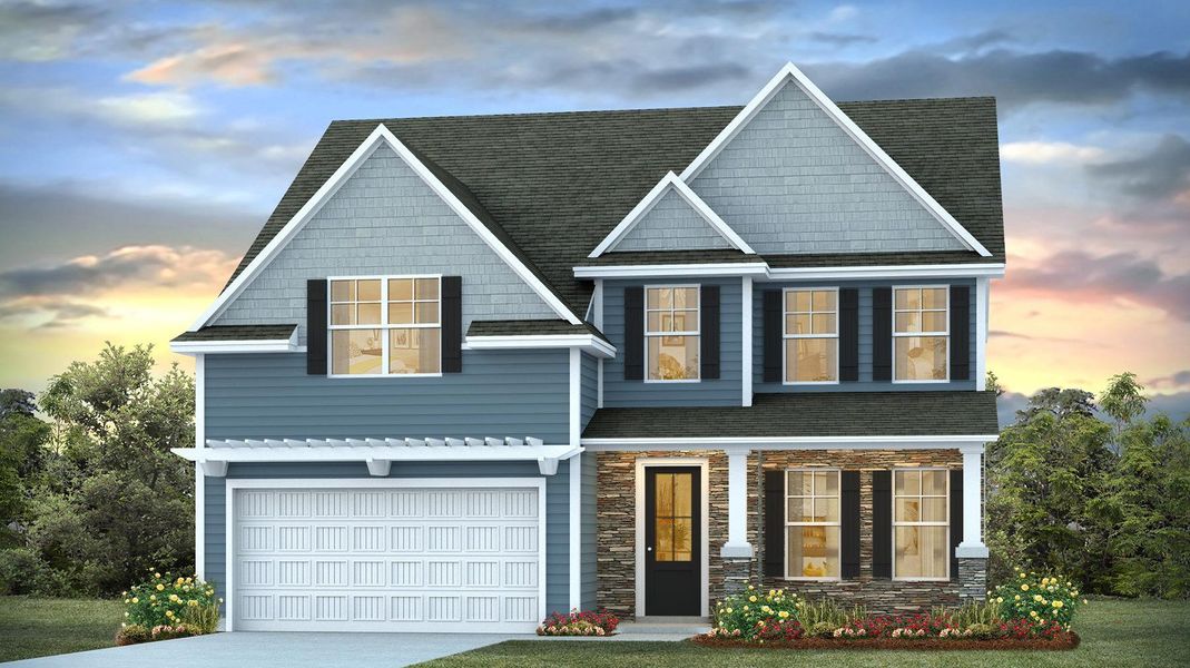 Representative exterior photo of a completed home built from the Forrester by D.R. Horton in Old Chapin Reserve, Lexington, SC (Image 17).