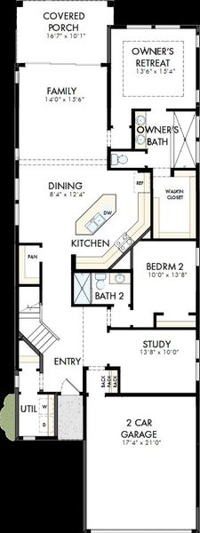 2D floor plan layout of this home in The Highlands - Grove Collection, Porter, TX (Image 5).