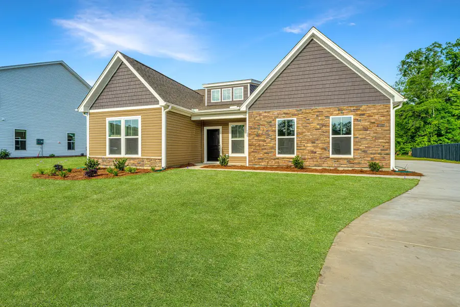 Representative exterior photo of a completed home built from the Mercer by Center Park Homes in Central Estates, Summerville, SC (Image 1). Representative exterior photo of a completed home built from the Mercer by Center Park Homes in Central Estates, Summerville, SC (Image 1).