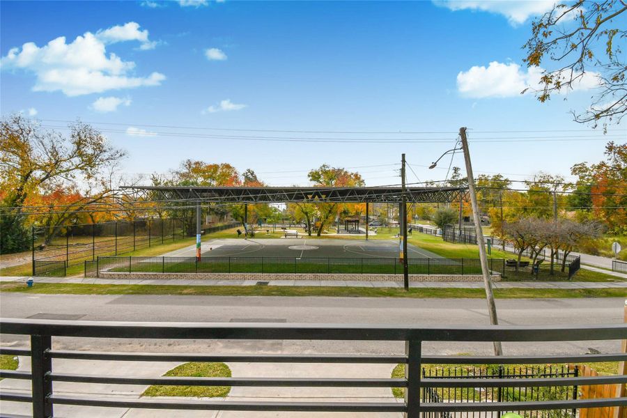 Balcony skyline view in fall