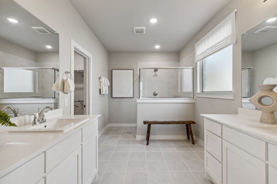 Primary bathroom in the Wimbledon home plan by Trophy Signature Homes – REPRESENTATIVE PHOTO