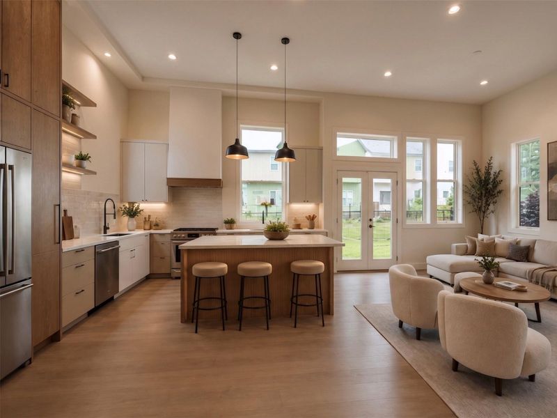 Rendering: Kitchen/Living Room Rendering: Kitchen/Living Room