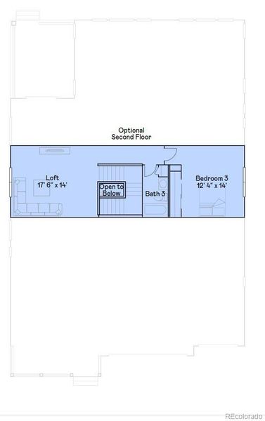 2D floor plan layout of this home in Sunset Village: The Grand Collection, Erie, CO (Image 2).