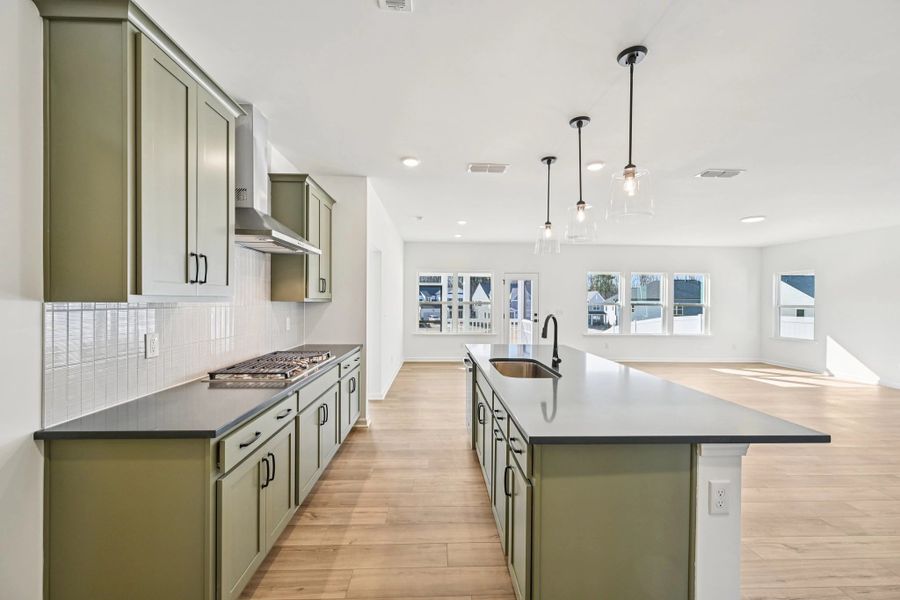 Kitchen featuring the AW Collection® Rosemary - Matte black, light wood, and garden-inspired style