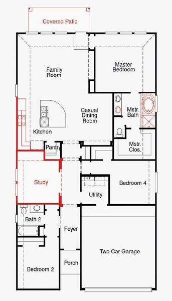 2D floor plan layout of this home in The Highlands, Porter, TX (Image 5).
