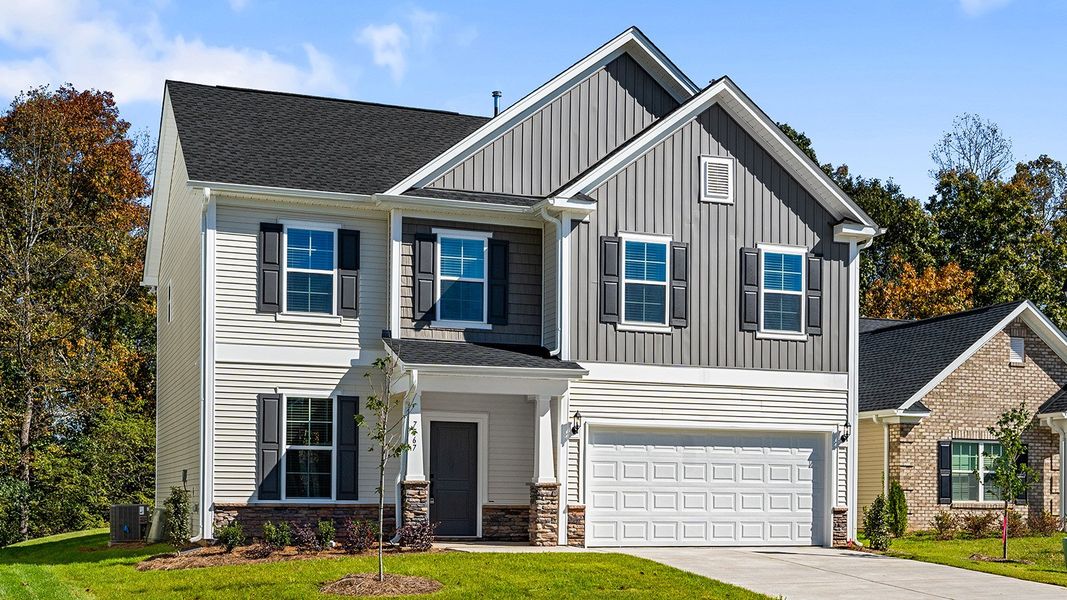 Front exterior of a new home in Watkins Landing, Kernersville, NC, highlighting curb appeal (Image 2).