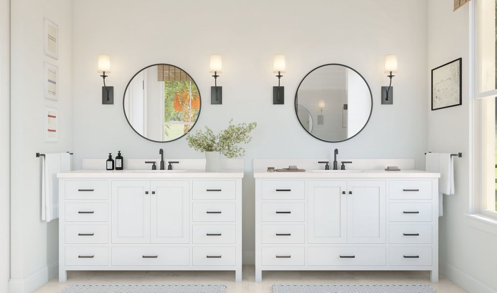 Freestanding vanity in primary bath