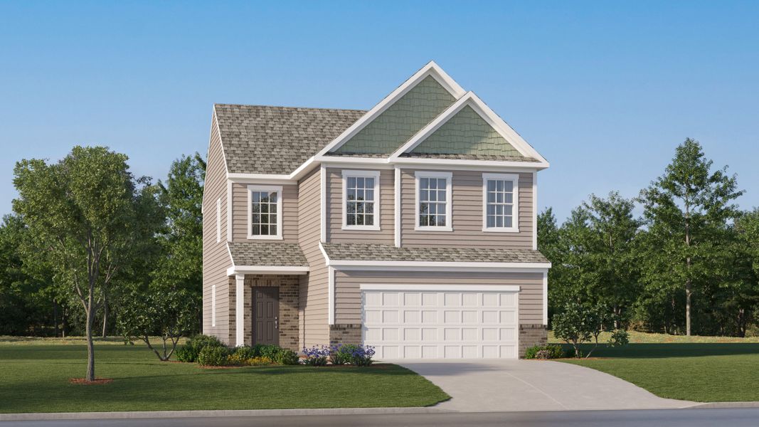 Front exterior of a new home in Reynolds Crossing, Winston-Salem, NC, highlighting curb appeal (Image 1). Front exterior of a new home in Reynolds Crossing, Winston-Salem, NC, highlighting curb appeal (Image 1).
