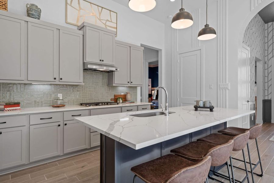 Representative furnished interior of a home built from the Bonneville 50′ by Chesmar Homes in Prominence, San Antonio (Image 5).