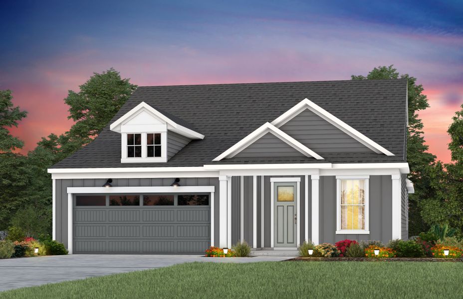 Front exterior of a new home in Carolina Riverside, Belmont, NC, highlighting curb appeal (Image 23). Front exterior of a new home in Carolina Riverside, Belmont, NC, highlighting curb appeal (Image 23).