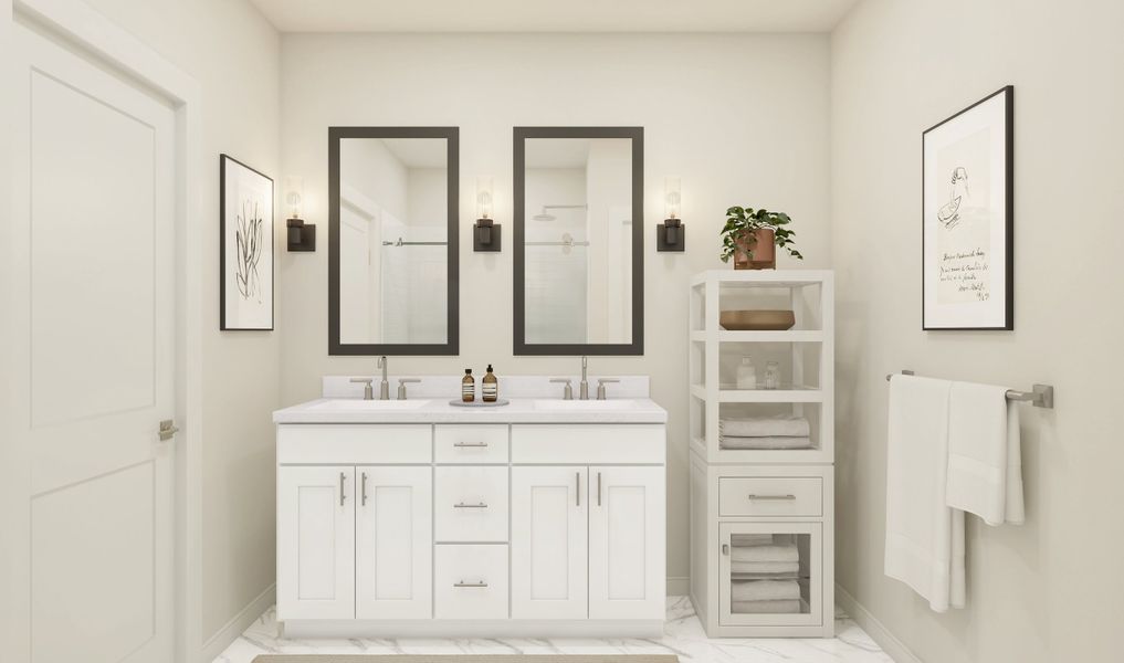 Primary bath features vanity with dual sinks Primary bath features vanity with dual sinks