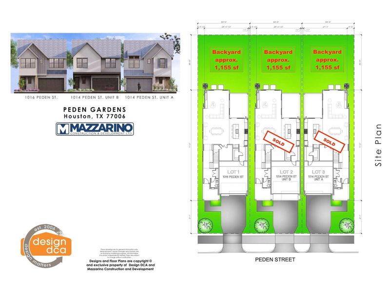 Please be aware that these plans are the property of the architect/builder designer that designed them not DUX Realty, Mazzarino Construction or 1014 PEDEN LLC and are protected from reproduction and sharing under copyright law. These drawing are for general information only. Measurements, square footages and features are for illustrative marketing purposes. All information should be independently verified. Plans are subject to change without notification.