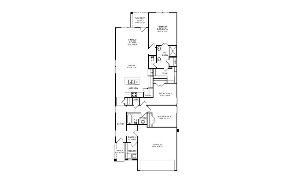 2D floor plan layout for the McClellan II Mustang Meadows 40s by Brohn Homes in Mustang Meadows, Waller, TX (Image 3).