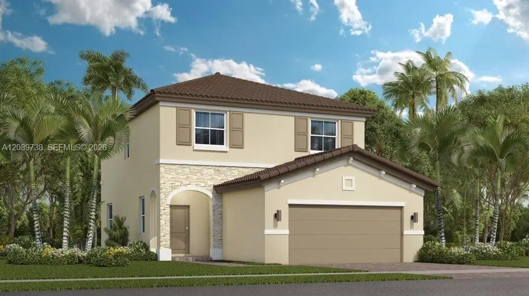 Front exterior of a new home in Altamira, Homestead, FL, highlighting curb appeal (Image 1). Front exterior of a new home in Altamira, Homestead, FL, highlighting curb appeal (Image 1).