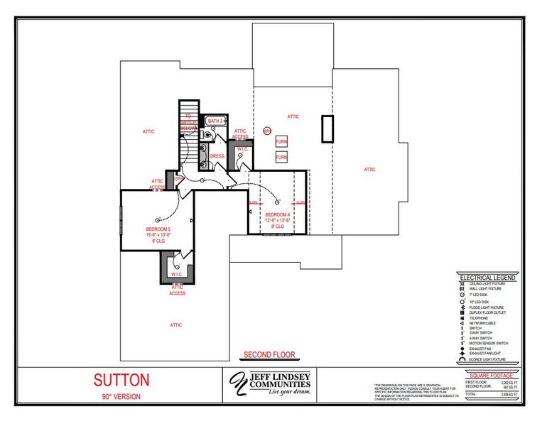 2D floor plan layout for the Sutton A by Jeff Lindsey Communities in Belle Hall, Newnan, GA (Image 3).