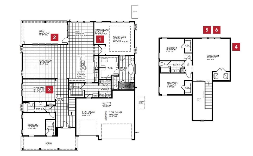 2D floor plan layout for the Harper - Hidden Creek by MasterCraft Builder Group in SilverLeaf, St. Augustine, FL (Image 4).