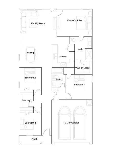 2D floor plan layout of this home in Crockett Meadows, Conroe, TX (Image 2).